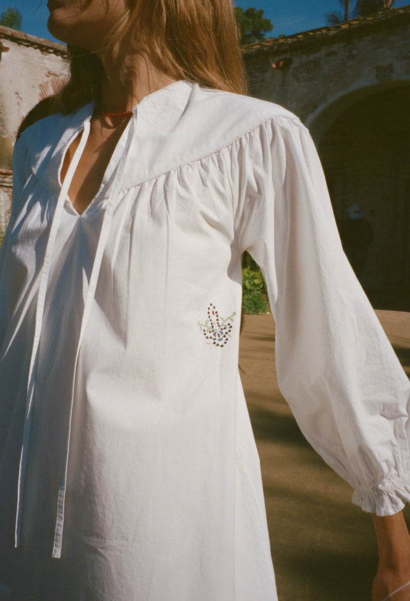 Tania White Cotton Poplin Dress