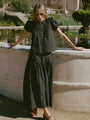 Enika Black Cotton Voile Skirt
