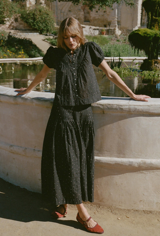 Enika Black Cotton Voile Skirt