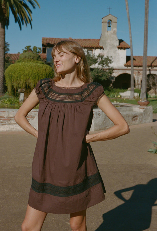 Ina Brown Cotton Voile Dress