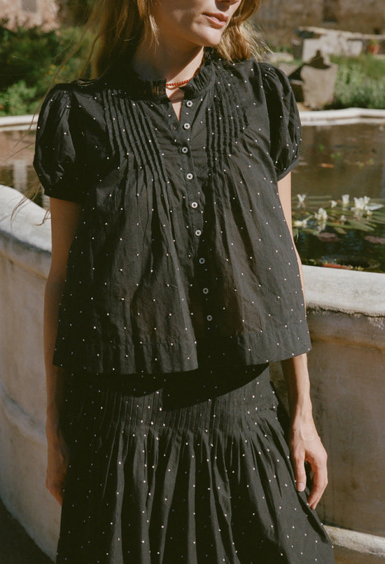 Laila Black Cotton Voile Top