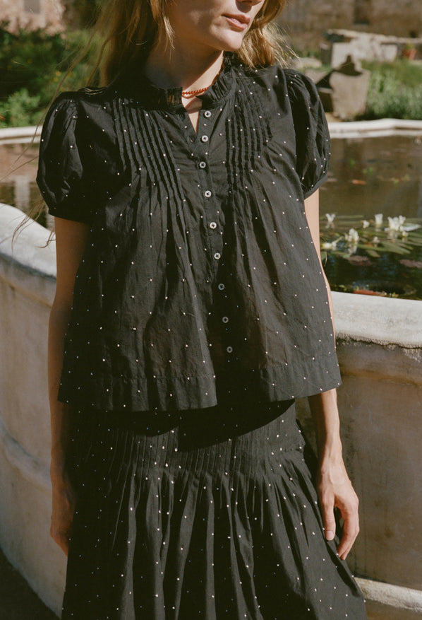 Laila Black Cotton Voile Top