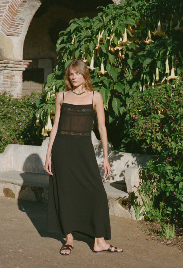 Beverly Black Georgette Silk Dress
