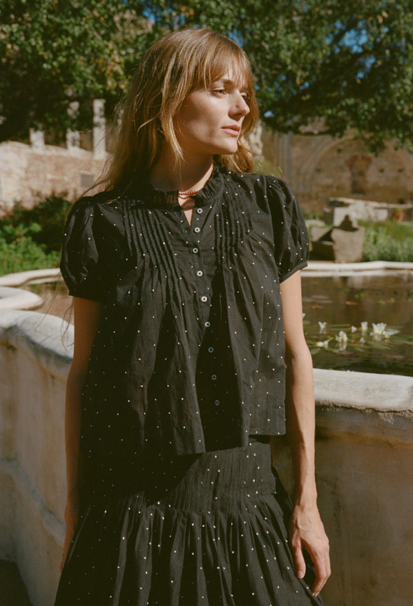 Laila Black Cotton Voile Top