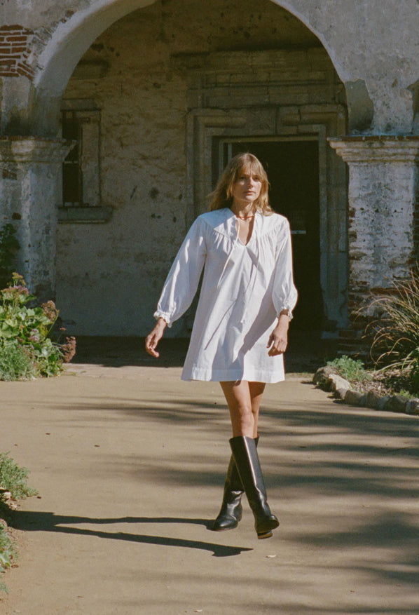 Tania White Cotton Poplin Dress