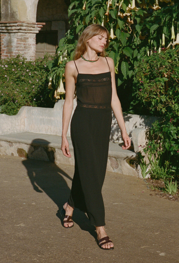 Beverly Black Georgette Silk Dress