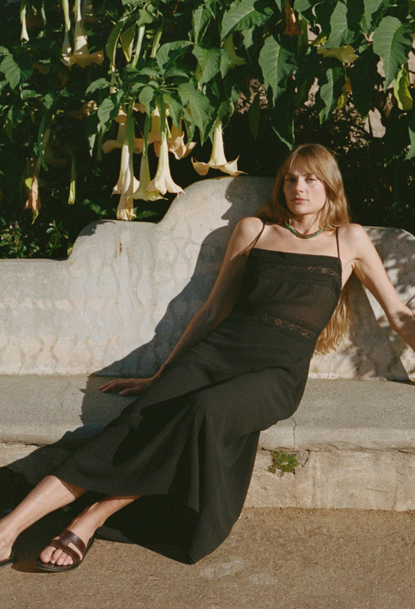 Beverly Black Georgette Silk Dress
