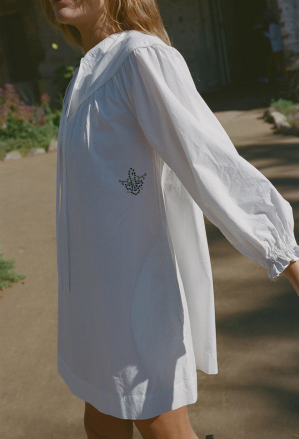 Tania White Cotton Poplin Dress