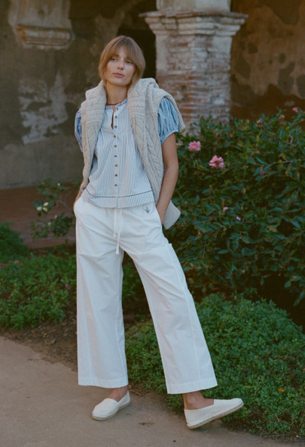 Dania White Cotton Poplin Pant