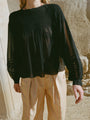 Alda Black Georgette Silk Top