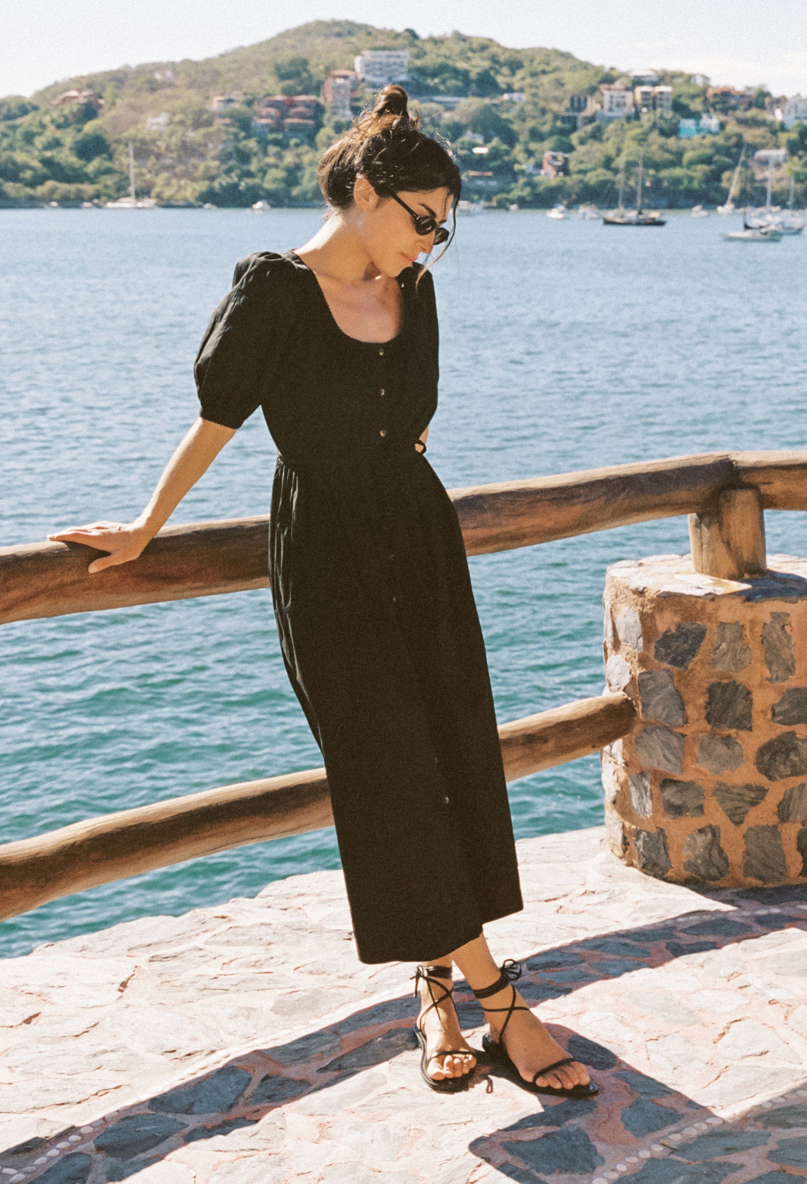 K. Jacques x Ciao Lucia Ankle Tie Black Sandal