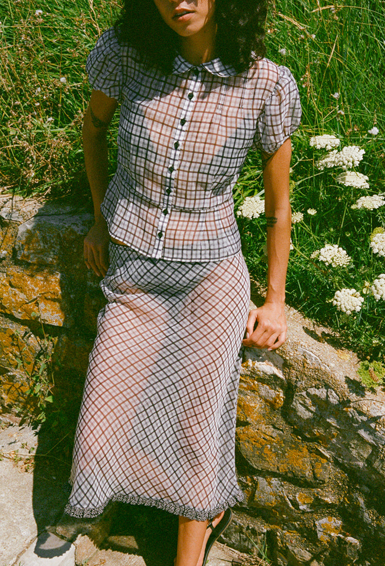 Valeria Sheer Plaid Organza Midi Skirt – Ciao Lucia