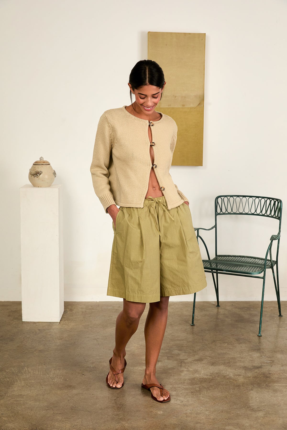Deo Khaki Cotton Knit Cardigan – Ciao Lucia