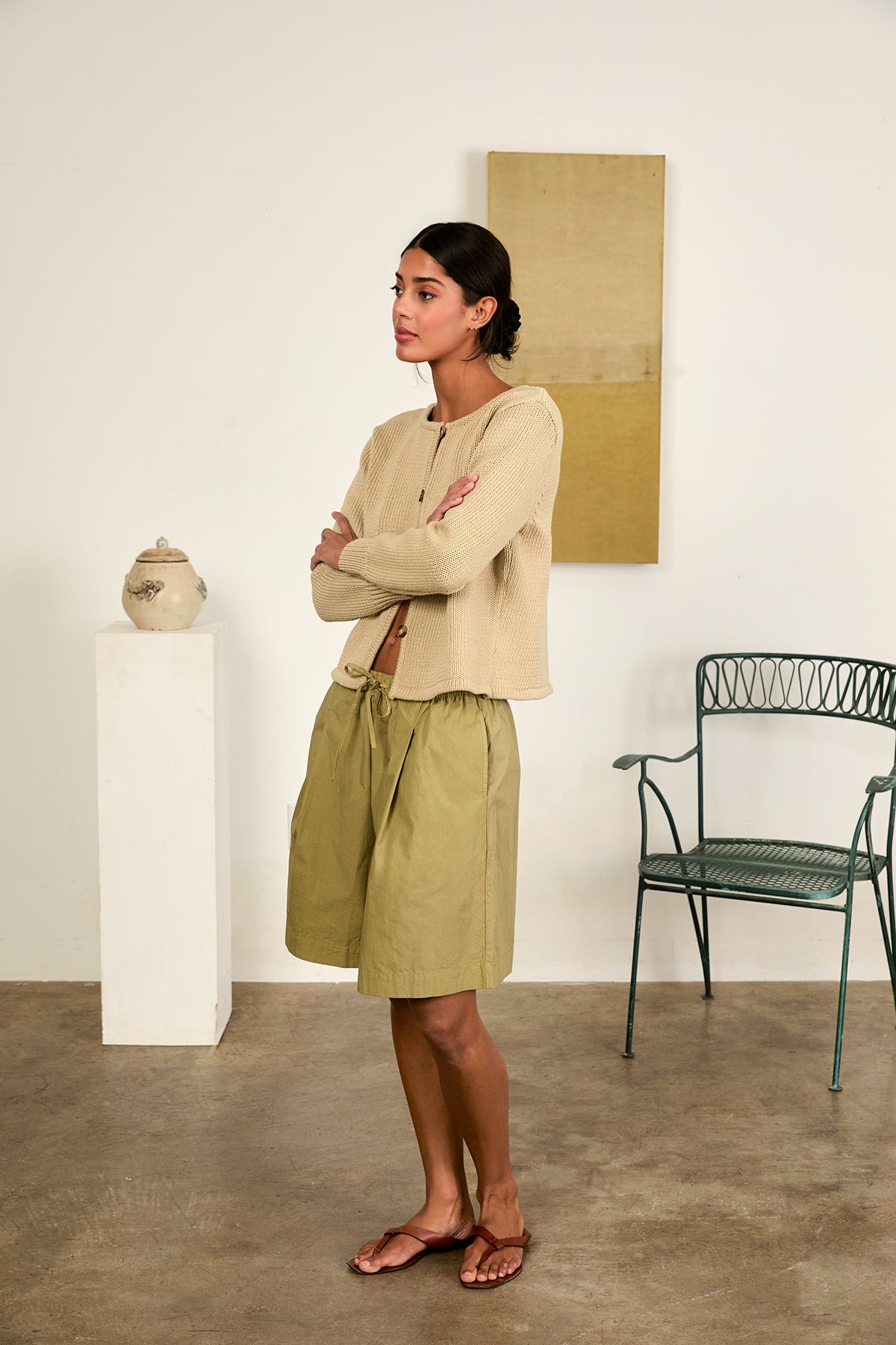 Deo Khaki Cotton Knit Cardigan – Ciao Lucia