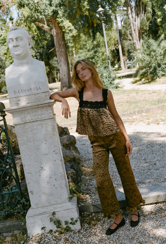 Kaja Pant Leopard Print Silk Charmeuse