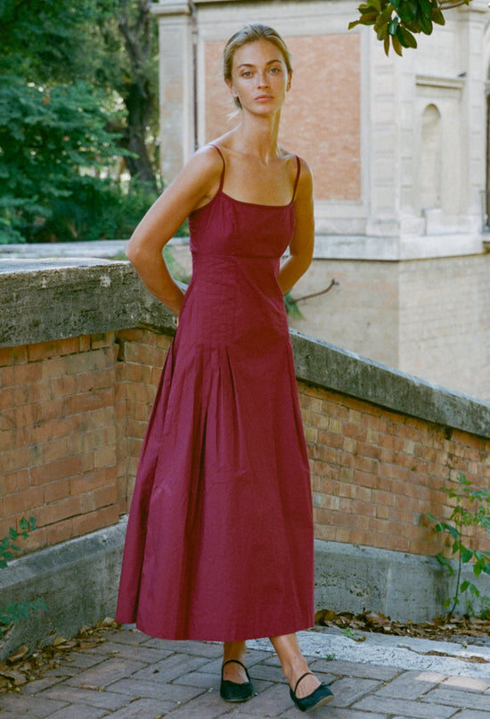 Karita Dress Bordeaux Cotton Poplin