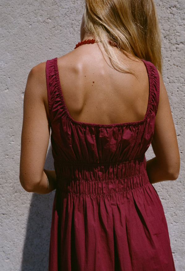 Iris Bordeaux Cotton Dress