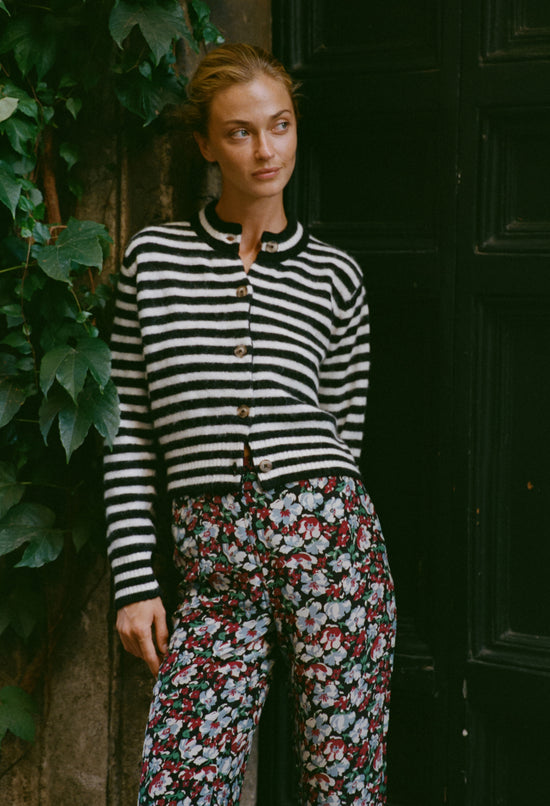 Firenze Black + White Stripe Cardigan