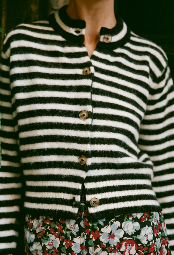 Firenze Black + White Stripe Cardigan