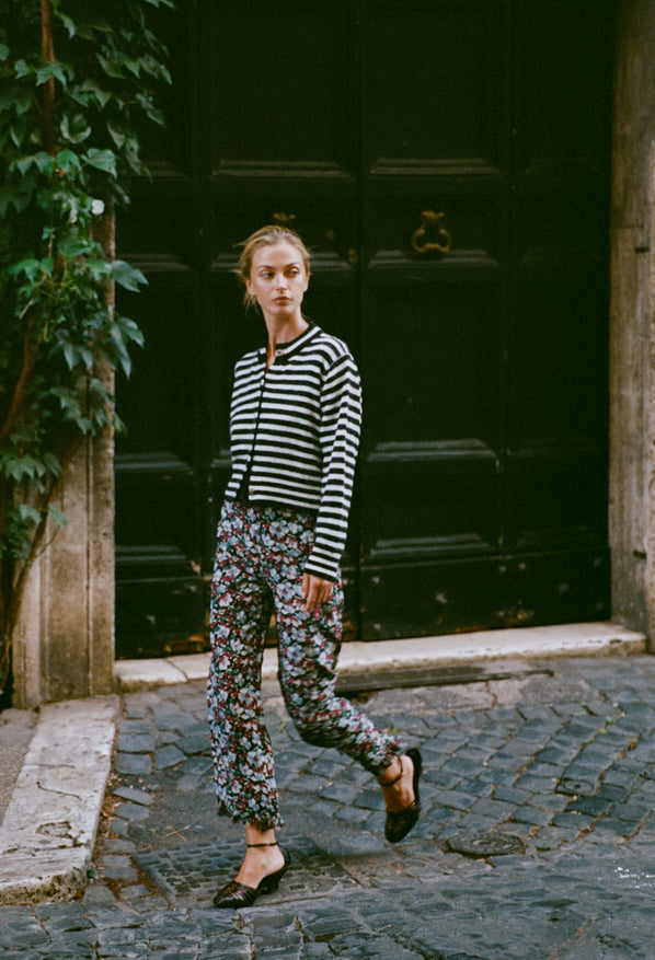 Firenze Black + White Stripe Cardigan