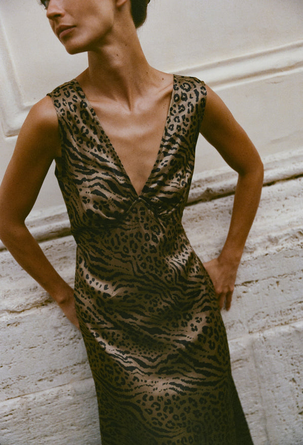 Krista Dress Leopard Print Silk Charmeuse Ciao Lucia Krista Dress Leopard Print Silk Charmeuse Ciao Lucia