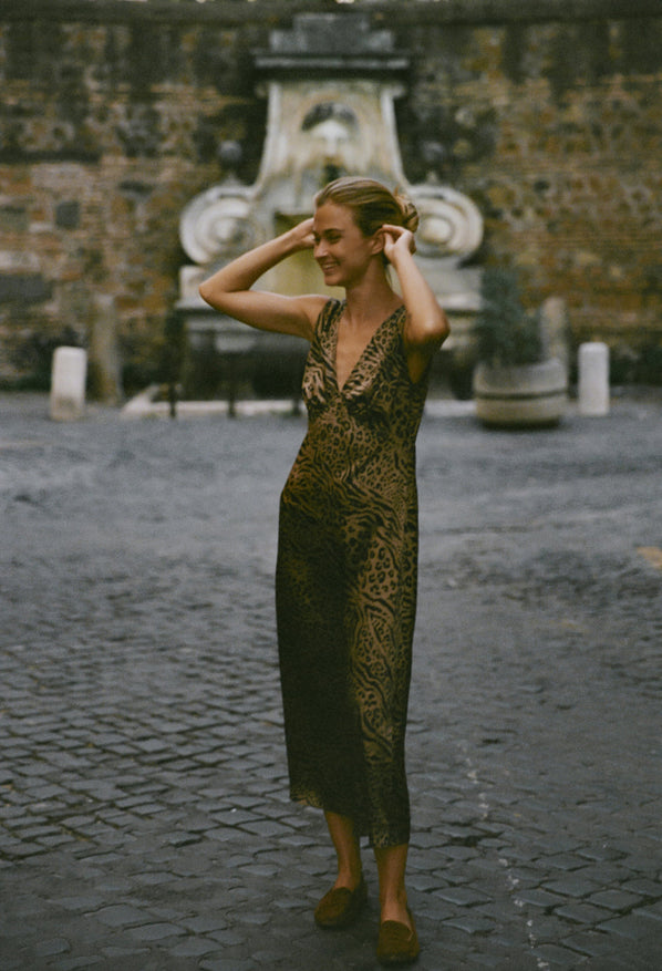 Krista Dress Leopard Print Silk Charmeuse