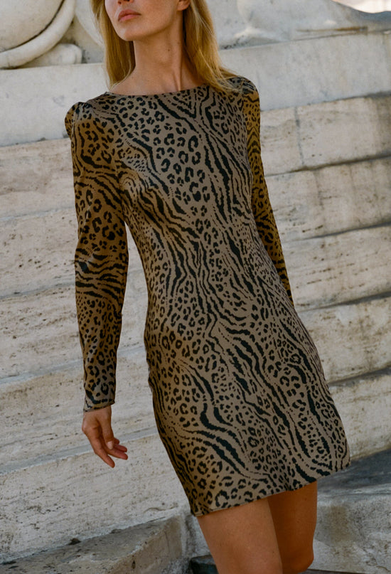 Patrice Leopard Printed Silk Charmeuse Dress