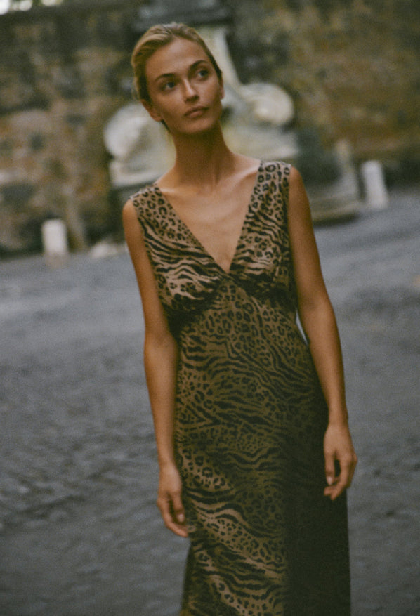 Krista Dress Leopard Print Silk Charmeuse