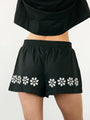 Samaya Black Embroidered Cotton Voile Short