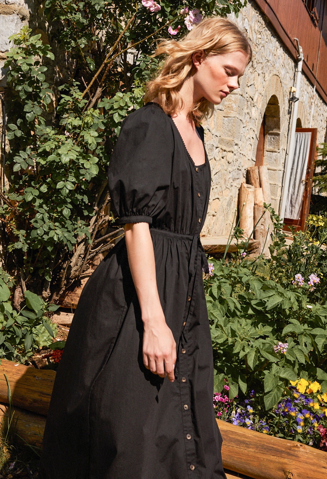 Albertine Black Cotton Dress