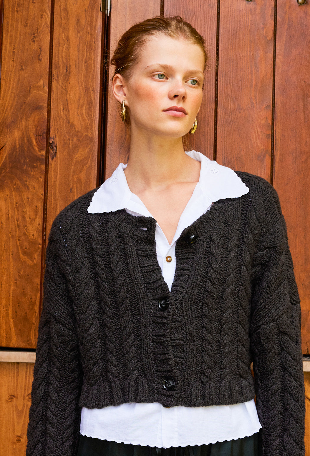 Berta Gray Cotton Cardigan