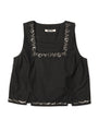 Veronique Embellished Cotton Tank Black
