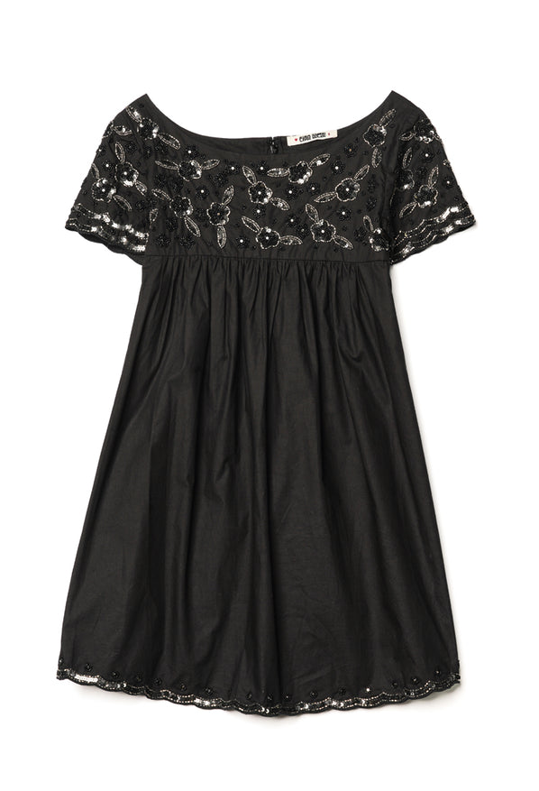 Elea Embellished Cotton Dress Black