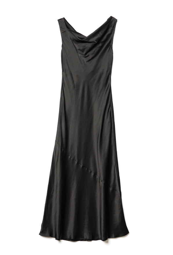 Vivi Black Charmeuse Silk Dress