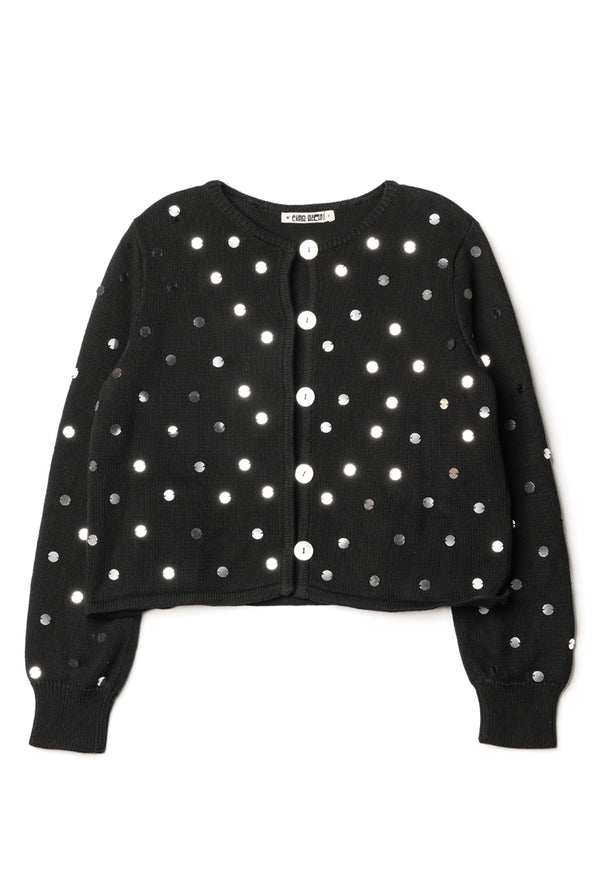 Deo Mirrored Cotton Cardigan Black