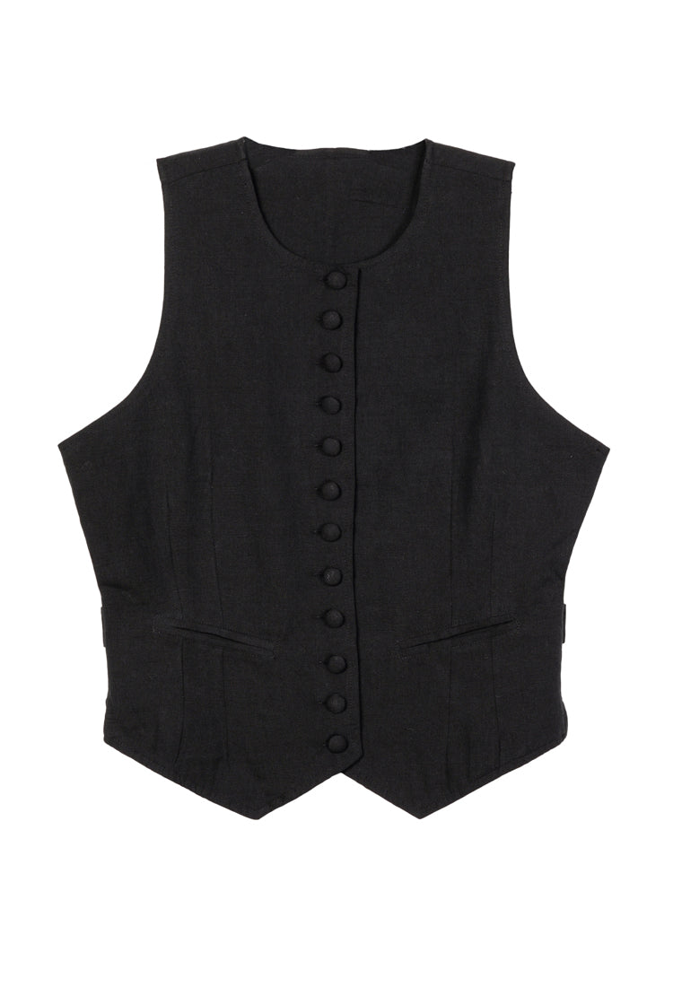 トップス ARGUE / BREEZE LINEN VEST / BLACK トップス ARGUE / BREEZE LINEN VEST / BLACK