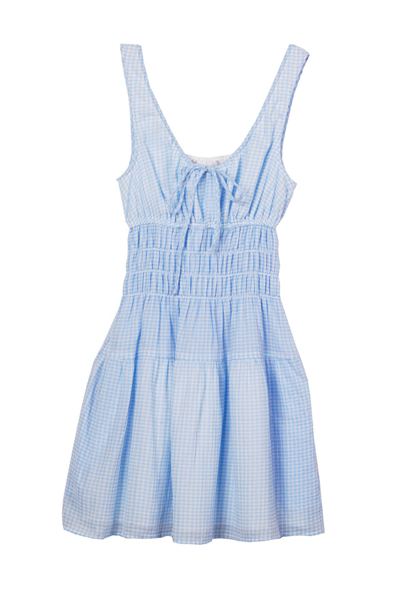 Gianluca Sky Gingham Mini Dress Ciao Lucia Gianluca Sky Gingham Mini Dress Ciao Lucia