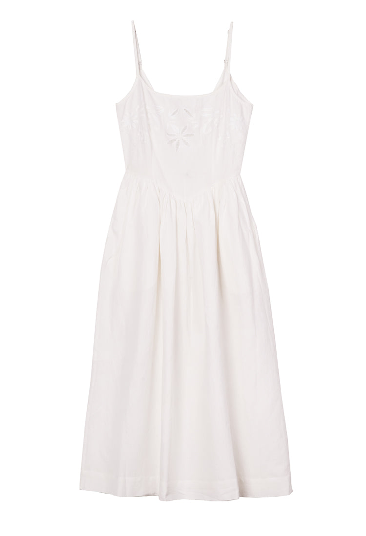 Neroni White Floral Embroidered Linen Dress – Ciao Lucia