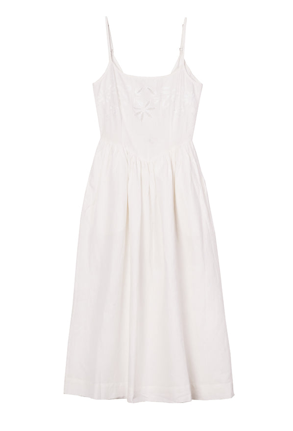 Neroni White Floral Embroidered Linen Dress Ciao Lucia Neroni White Floral Embroidered Linen Dress Ciao Lucia