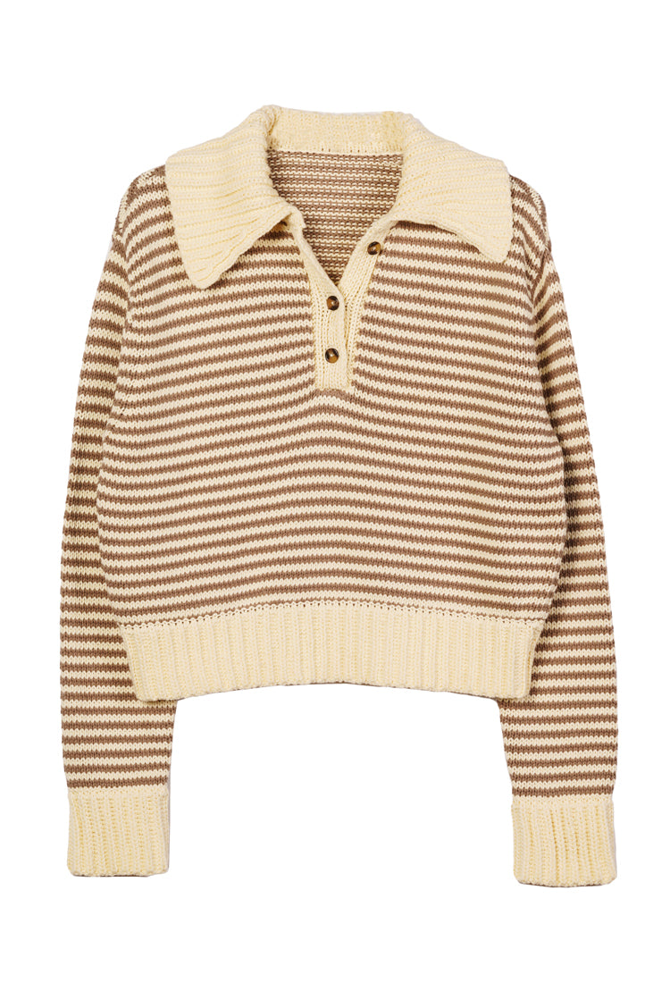 Doro Striped Cotton Henley Sweater