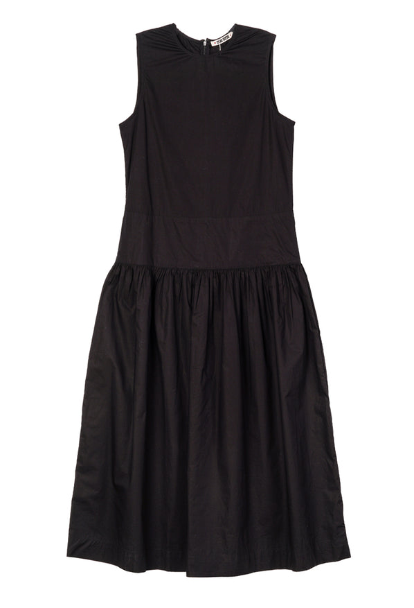 Jenetta Black Cotton Poplin Dress