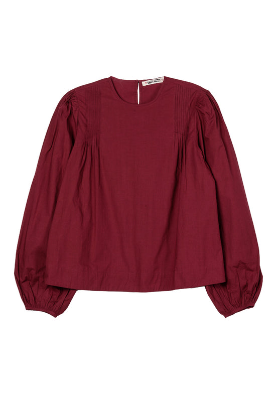 Maria Top Bordeaux Cotton Poplin
