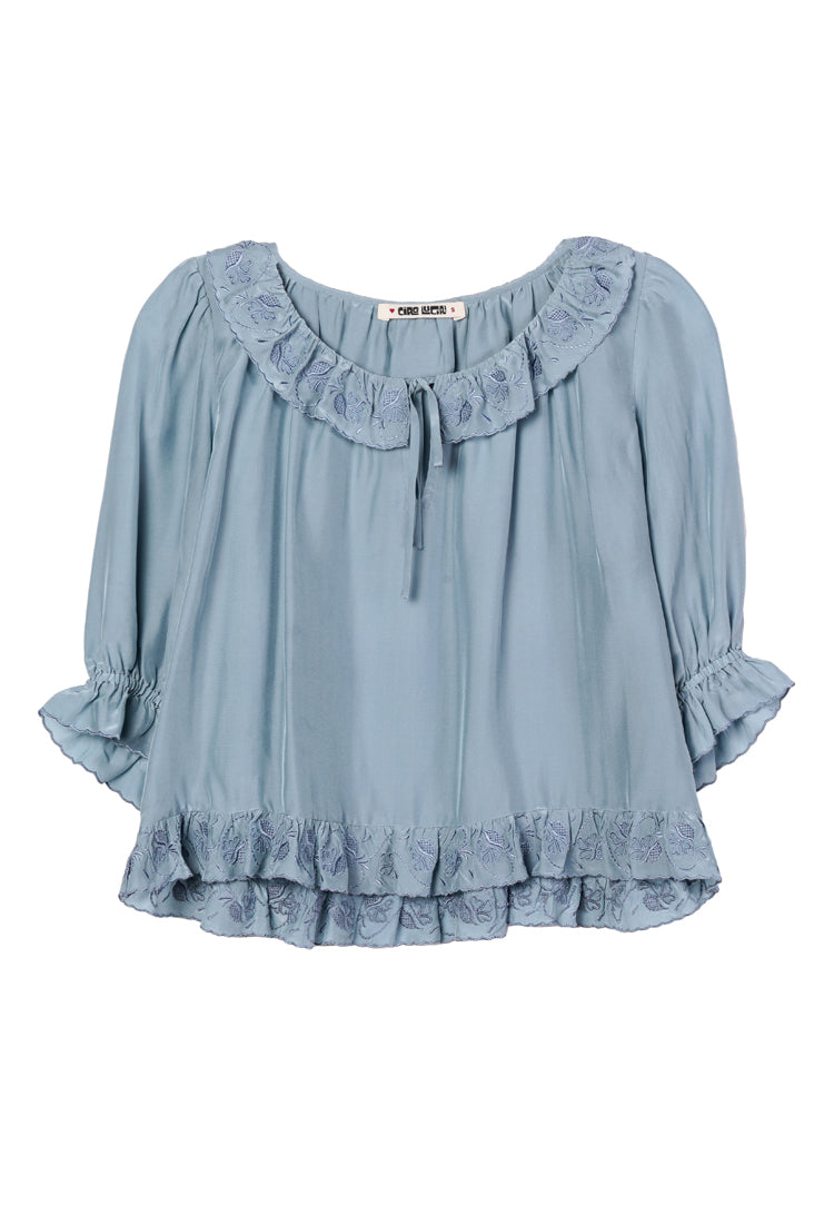 Thora Top Marine Floral Embroidery – Ciao Lucia