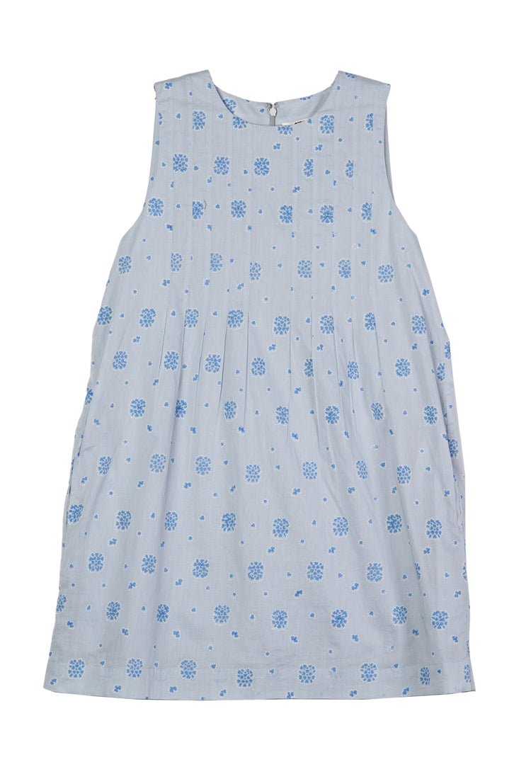 Soledad Blue Printed Sleeveless Mini Dress