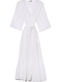 Lilou White Cotton Wrap Midi Dress