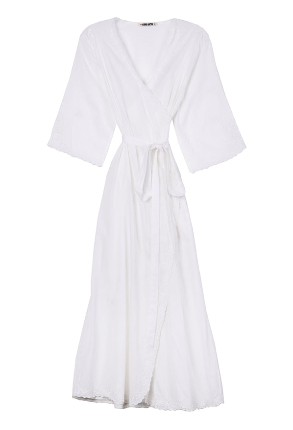 Lilou White Cotton Wrap Midi Dress – Ciao Lucia
