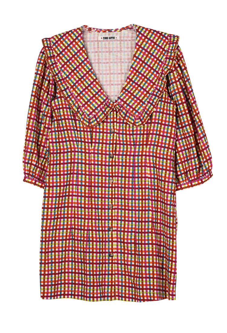 Mariana Plaid Linen Blend Mini Dress