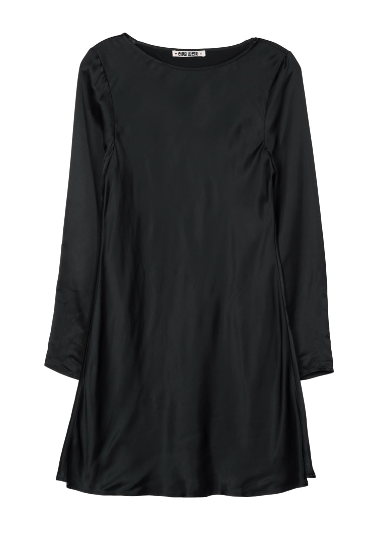 Patrice Black Satin Mini Dress