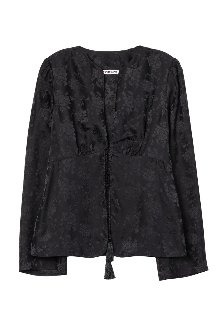 トップス acka glossy jacquard blouse Jorgina Black Jacquard Top – Ciao Lucia