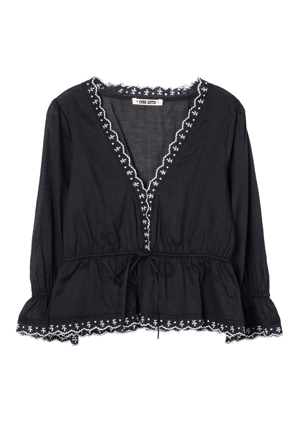 Renata Black Cotton Top